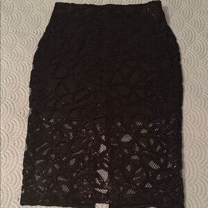 Elegant Black Lace Sequins Skirt Express